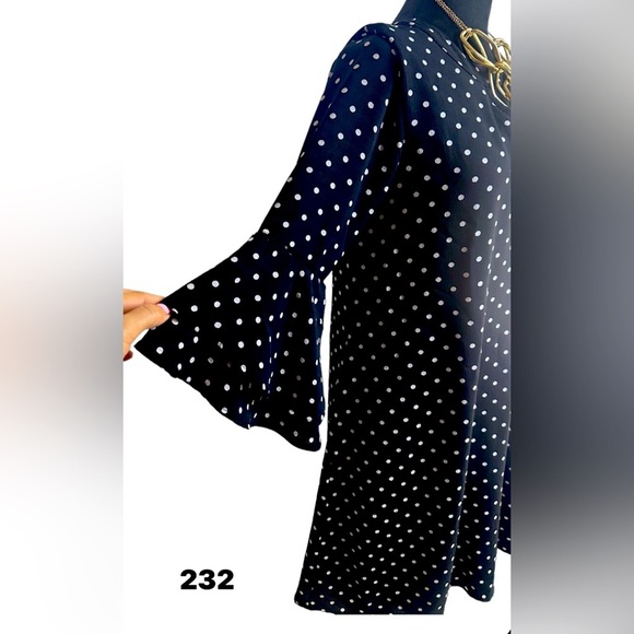 Brand: NAIF, black dress, with white dots, and flared sleeves - Picture 12 of 12
